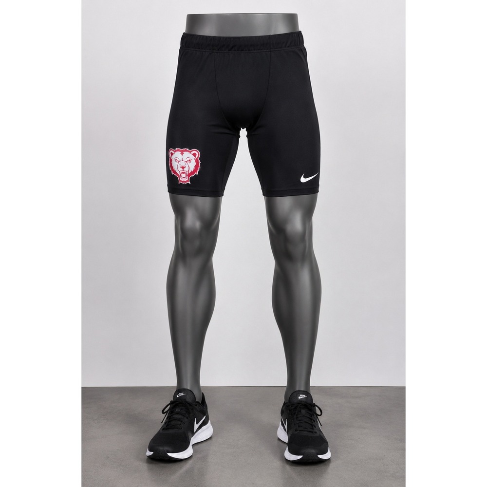 Nike Pro Dri-FIT Mens Black Compression Shorts Bear Mascot Graphic Size Large